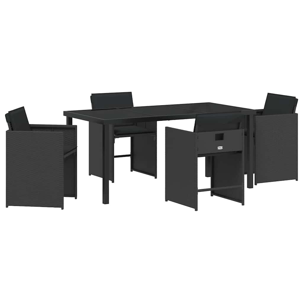 vidaXL Zestaw do jadalni w ogrodzie 5 pcs Czarny polirattan