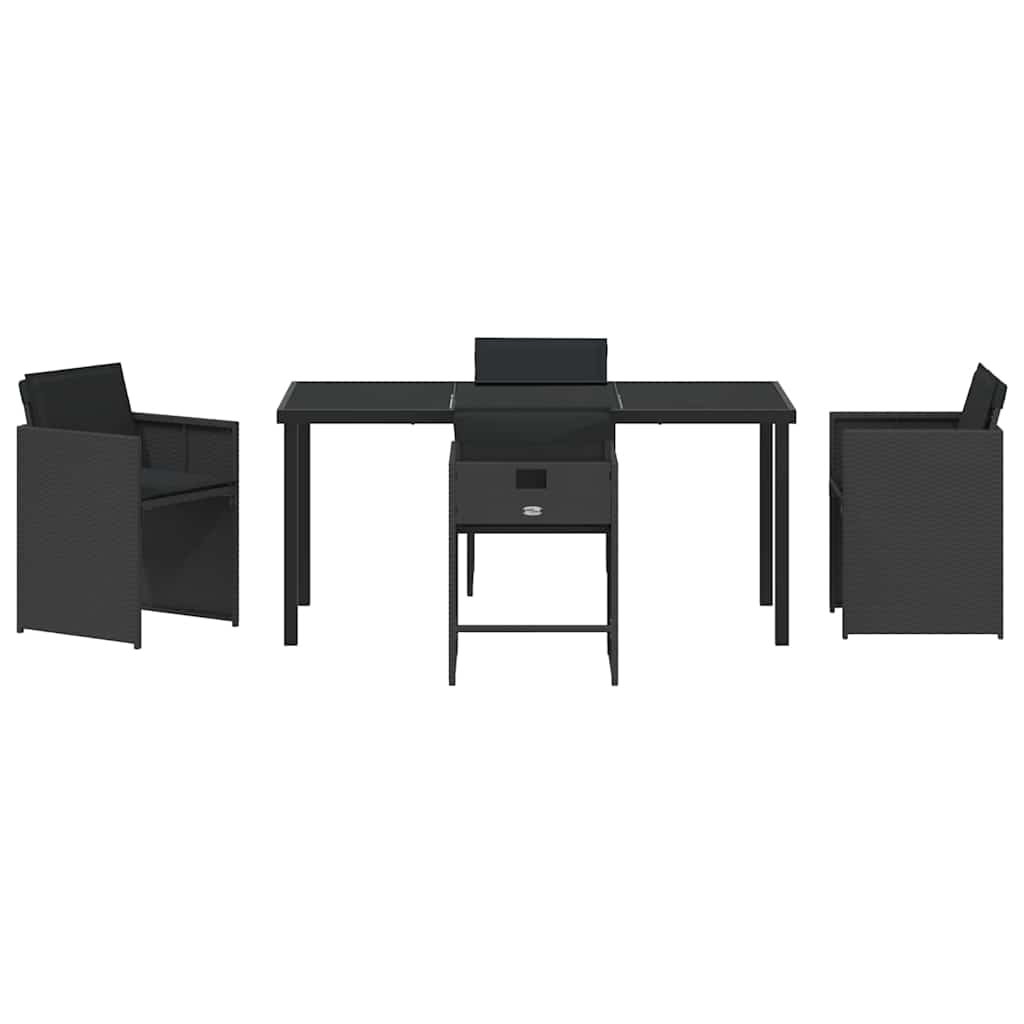 vidaXL Zestaw do jadalni w ogrodzie 5 pcs Czarny polirattan