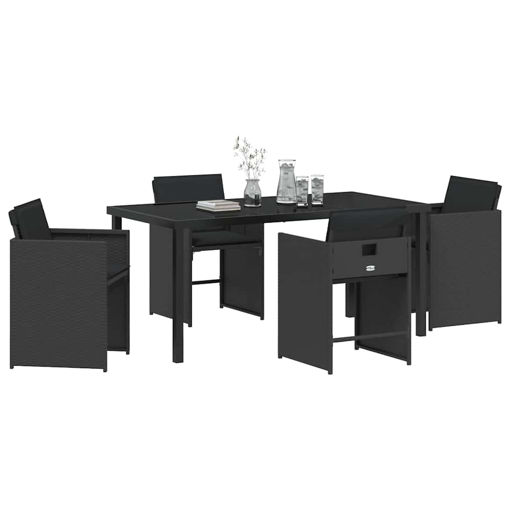 vidaXL Zestaw do jadalni w ogrodzie 5 pcs Czarny polirattan