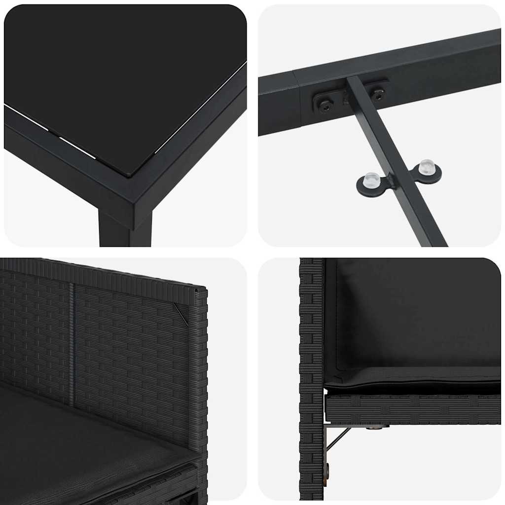 vidaXL Zestaw do jadalni w ogrodzie 9 pcs Czarny polirattan