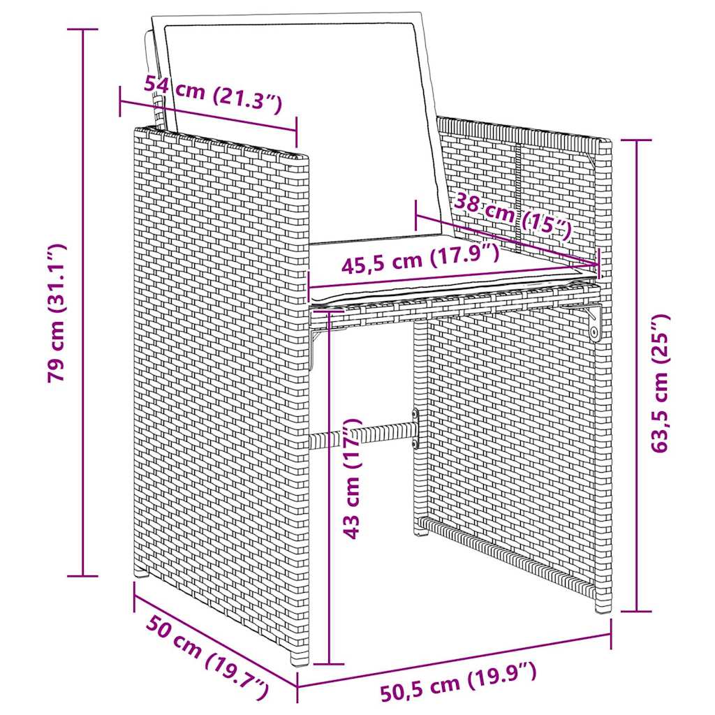 vidaXL Zestaw do jadalni w ogrodzie 9 pcs Czarny polirattan