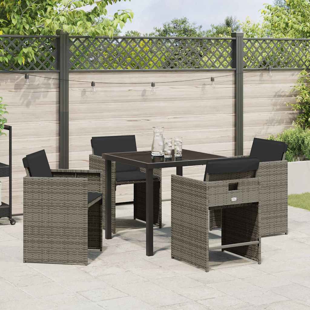 vidaXL Zestaw do jadalni w ogrodzie 5 pcs Szary polirattan