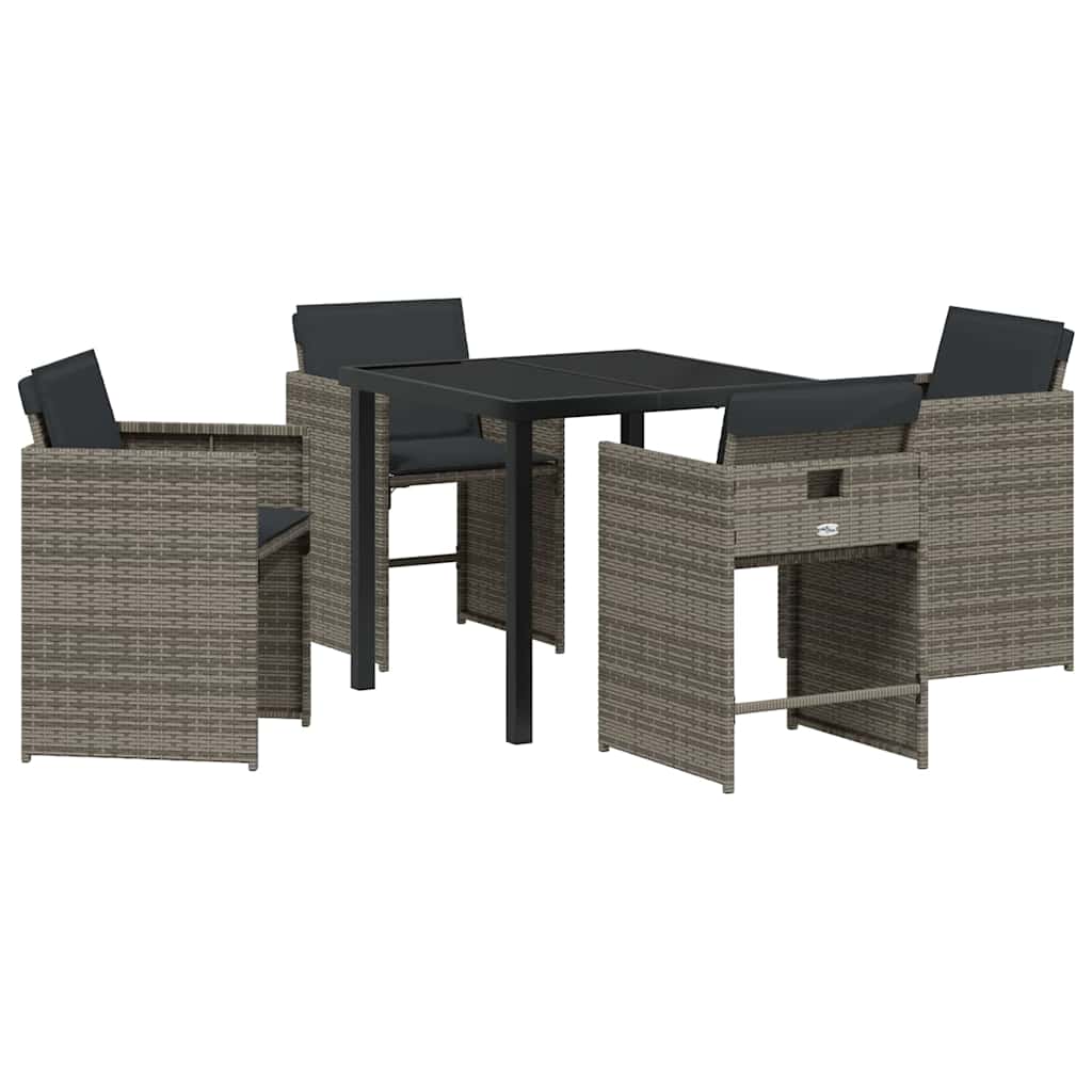 vidaXL Zestaw do jadalni w ogrodzie 5 pcs Szary polirattan