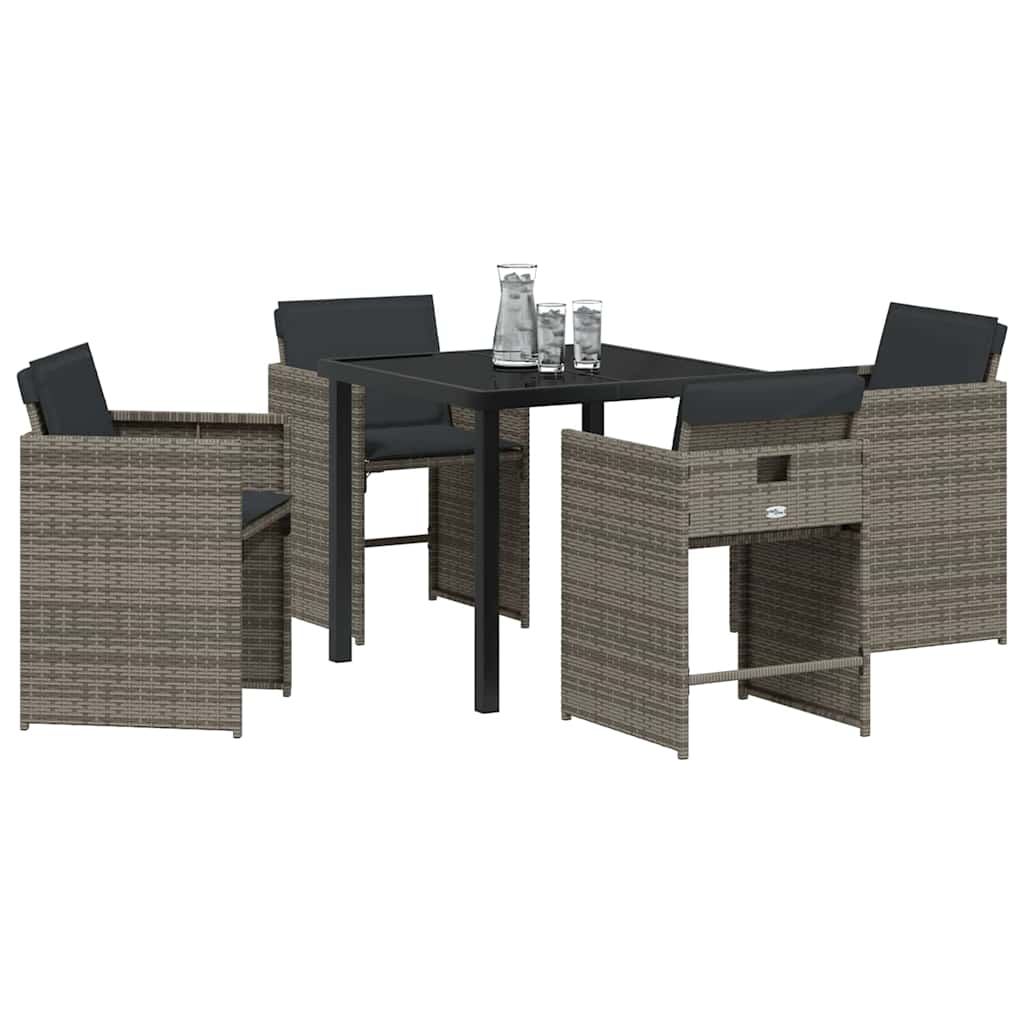vidaXL Zestaw do jadalni w ogrodzie 5 pcs Szary polirattan