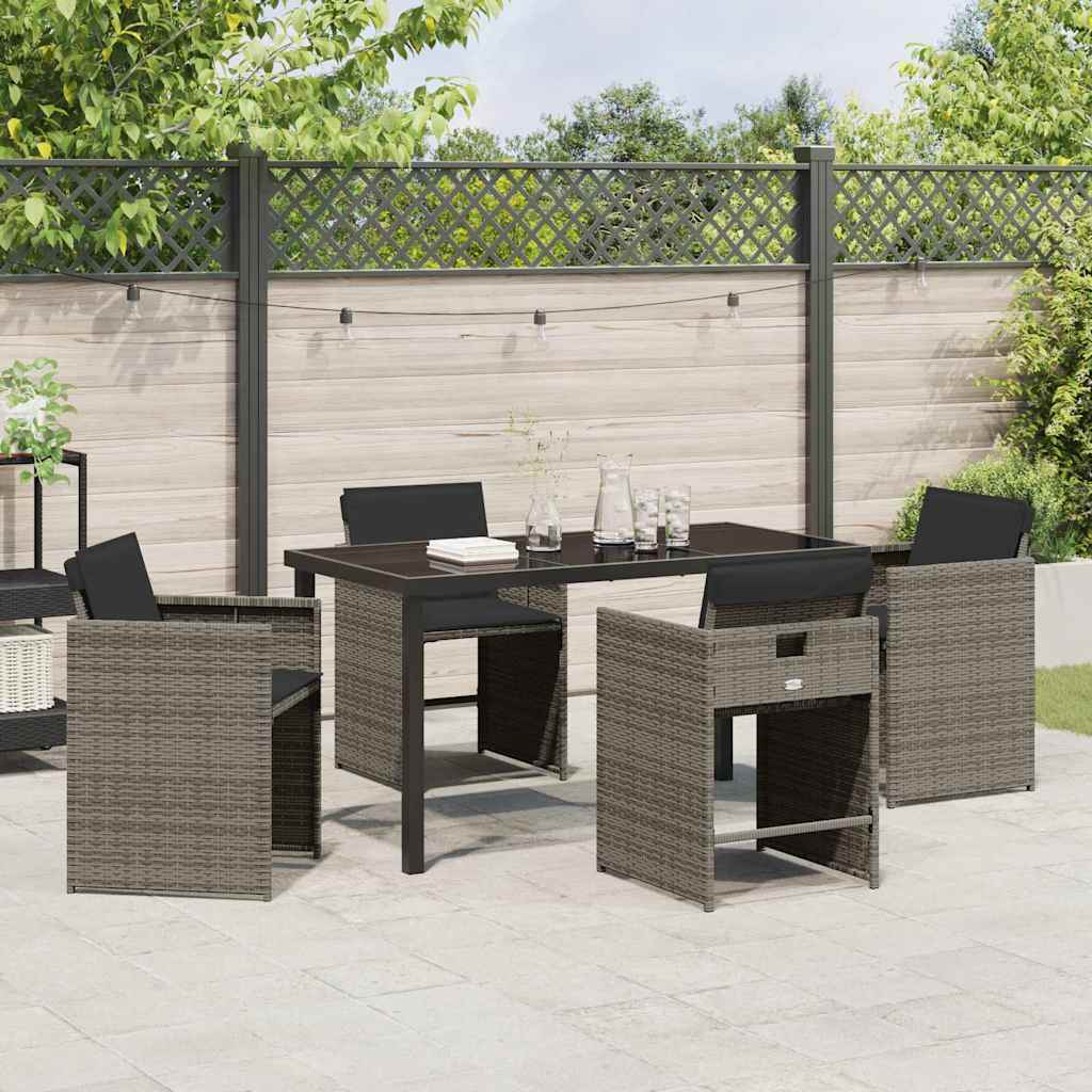 vidaXL Zestaw do jadalni w ogrodzie 5 pcs Szary polirattan