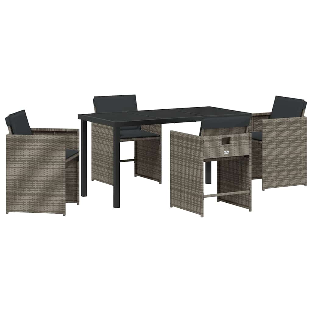 vidaXL Zestaw do jadalni w ogrodzie 5 pcs Szary polirattan