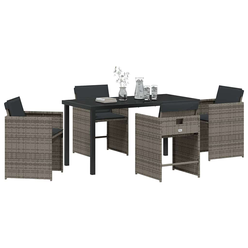 vidaXL Zestaw do jadalni w ogrodzie 5 pcs Szary polirattan