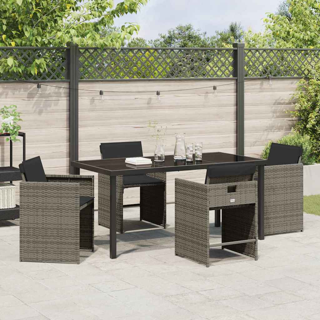 vidaXL Zestaw do jadalni w ogrodzie 5 pcs Szary polirattan