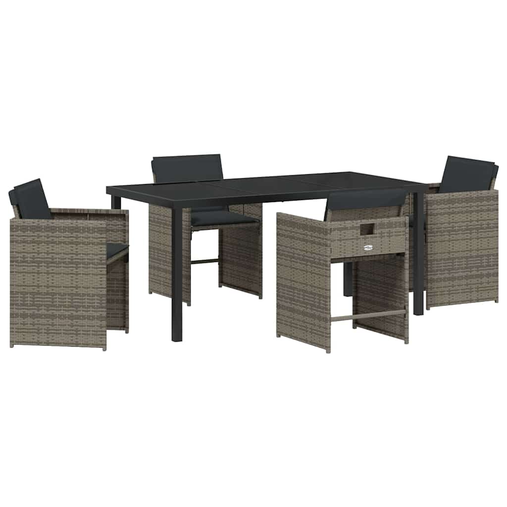 vidaXL Zestaw do jadalni w ogrodzie 5 pcs Szary polirattan