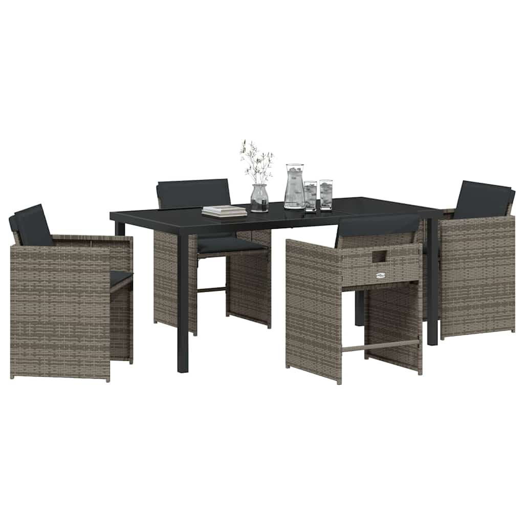 vidaXL Zestaw do jadalni w ogrodzie 5 pcs Szary polirattan