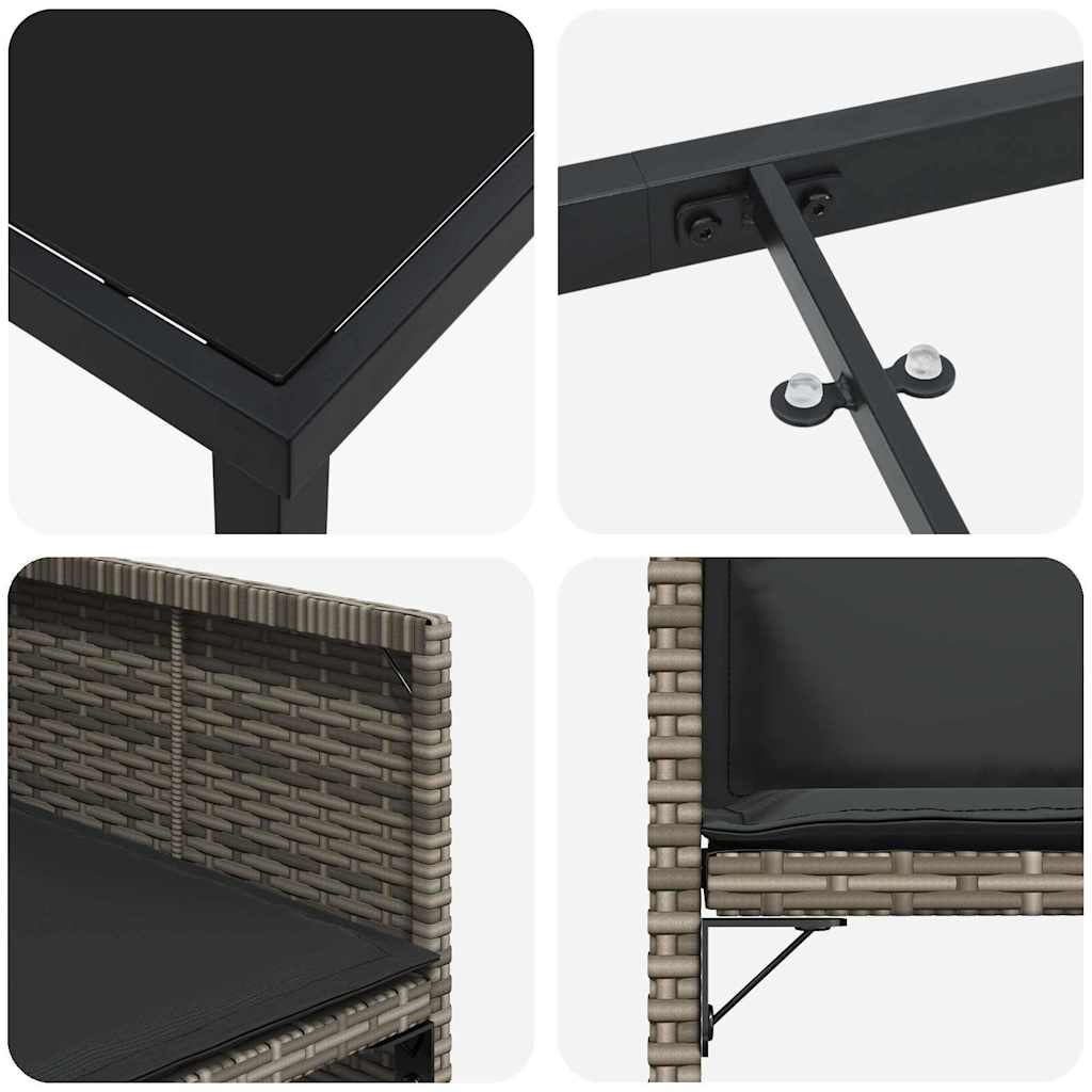 vidaXL Zestaw do jadalni w ogrodzie 9 pcs Szary polirattan