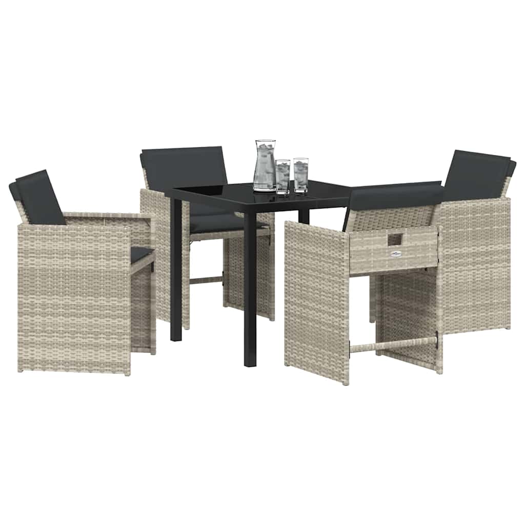 vidaXL Zestaw do jadalni w ogrodzie 5 pcs Jasnoszary polirattan