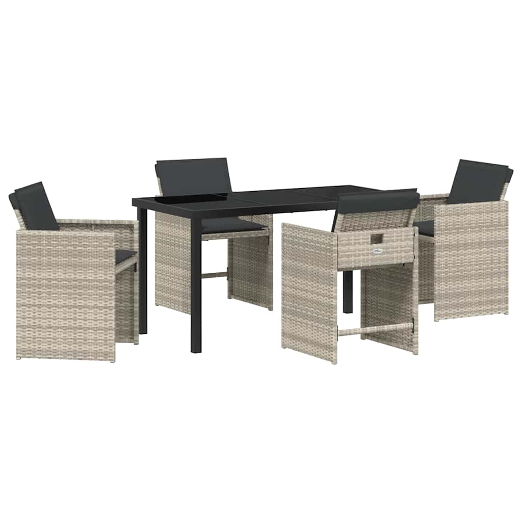 vidaXL Zestaw do jadalni w ogrodzie 5 pcs Jasnoszary polirattan