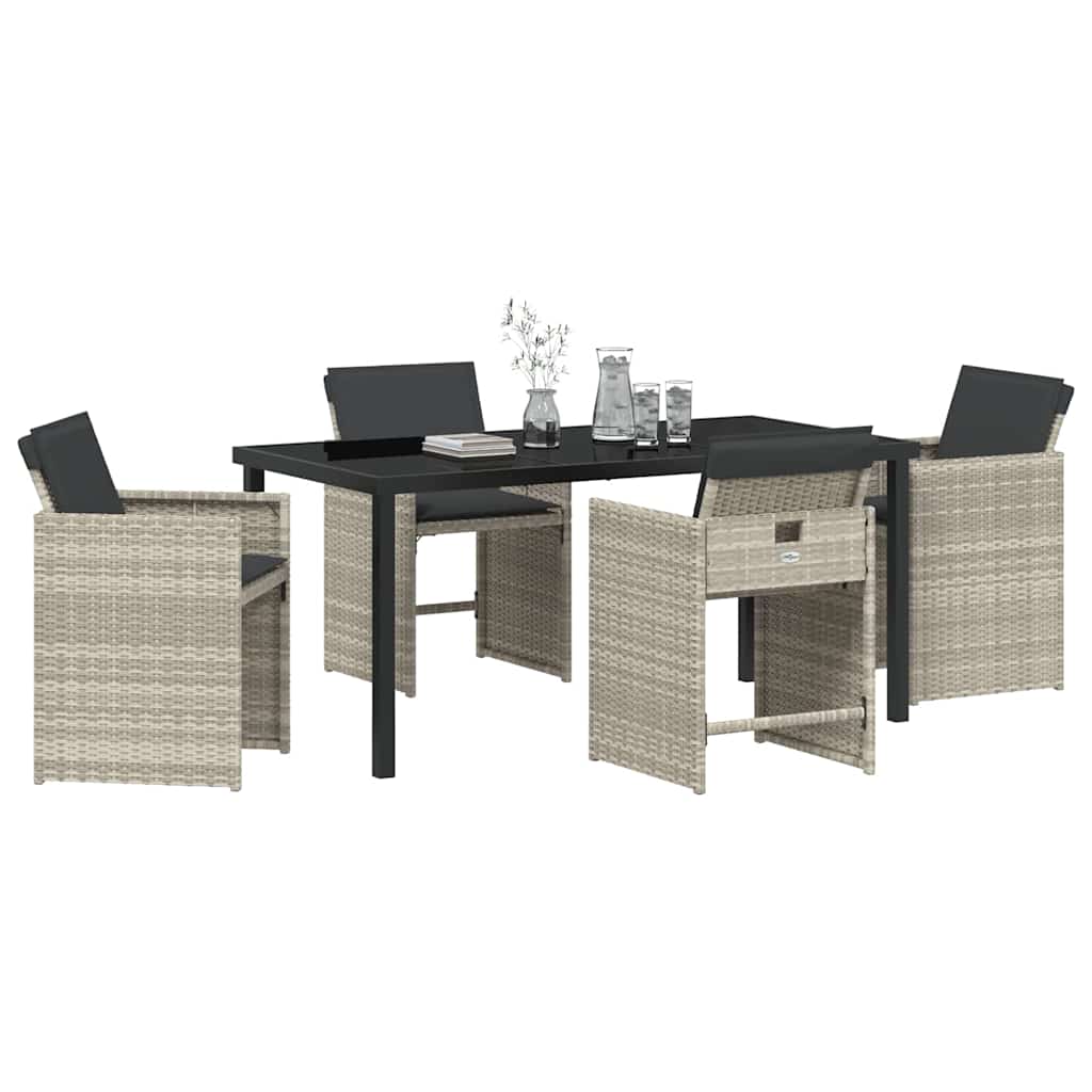 vidaXL Zestaw do jadalni w ogrodzie 5 pcs Jasnoszary polirattan