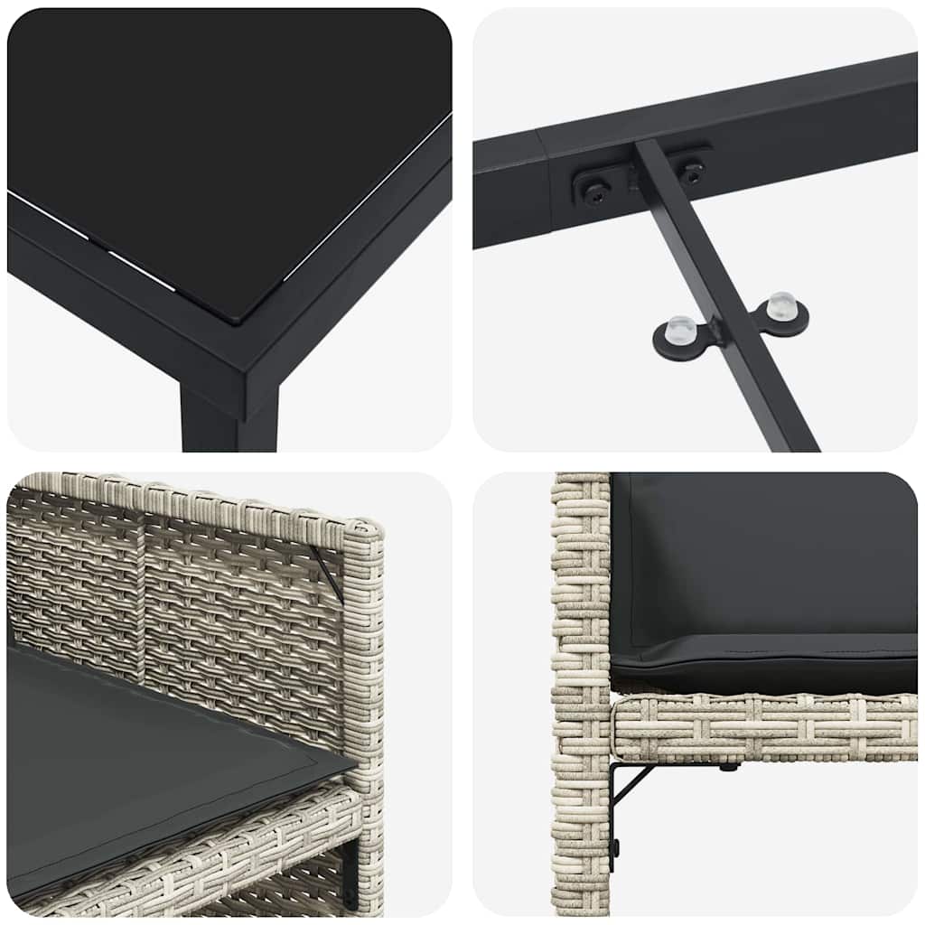 vidaXL Zestaw do jadalni w ogrodzie 9 pcs Jasnoszary polirattan