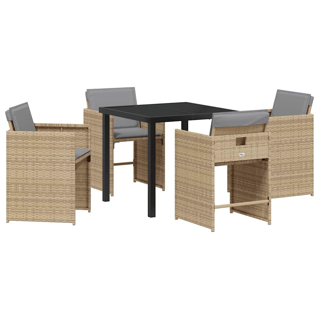 vidaXL Zestaw do jadalni w ogrodzie 5 pcs Beżowy polirattan
