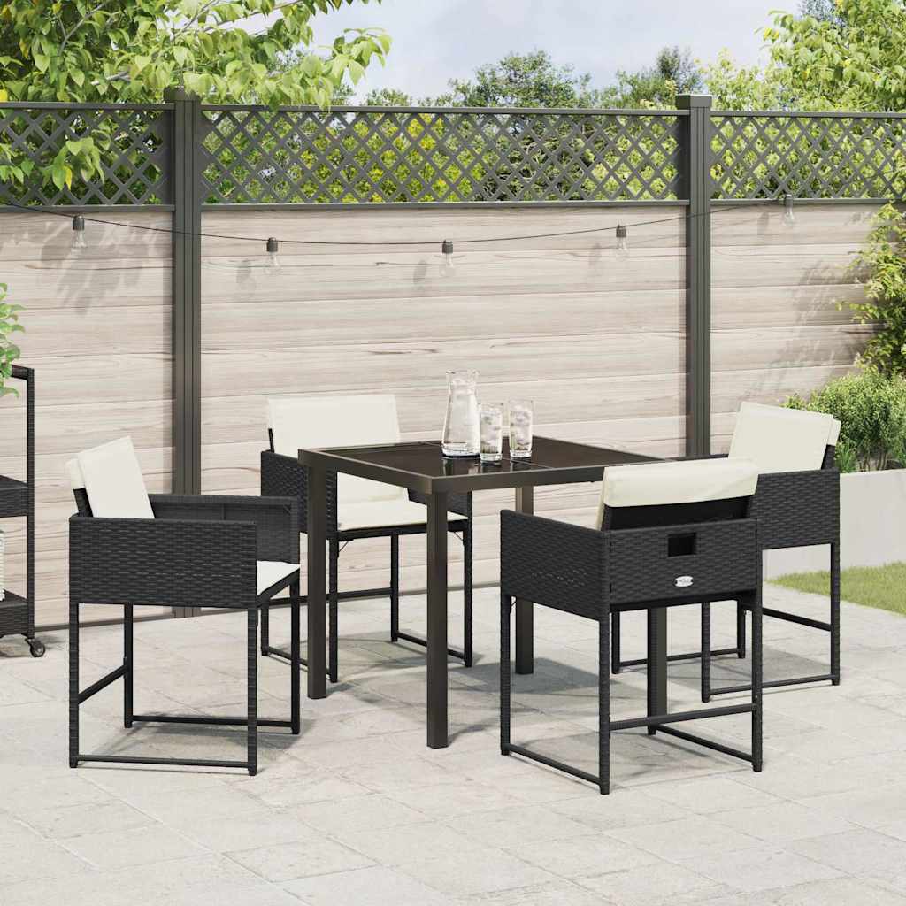 vidaXL Zestaw do jadalni w ogrodzie 5 pcs Czarny polirattan