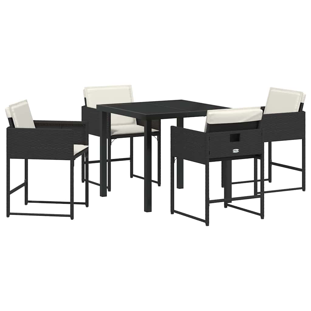 vidaXL Zestaw do jadalni w ogrodzie 5 pcs Czarny polirattan