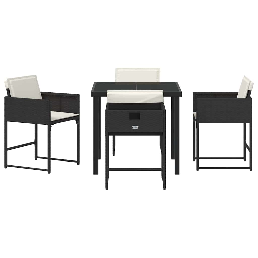 vidaXL Zestaw do jadalni w ogrodzie 5 pcs Czarny polirattan