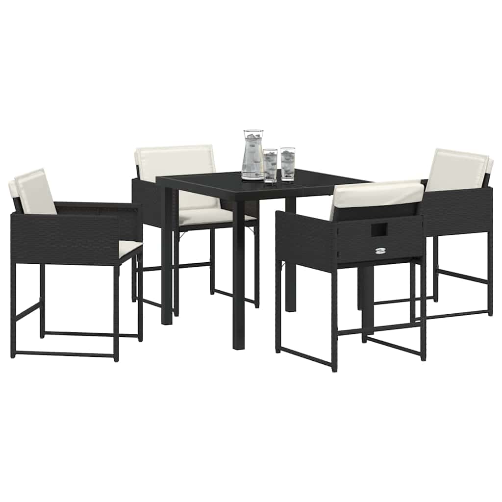 vidaXL Zestaw do jadalni w ogrodzie 5 pcs Czarny polirattan