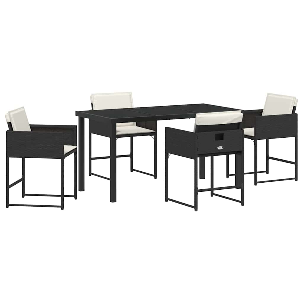 vidaXL Zestaw do jadalni w ogrodzie 5 pcs Czarny polirattan