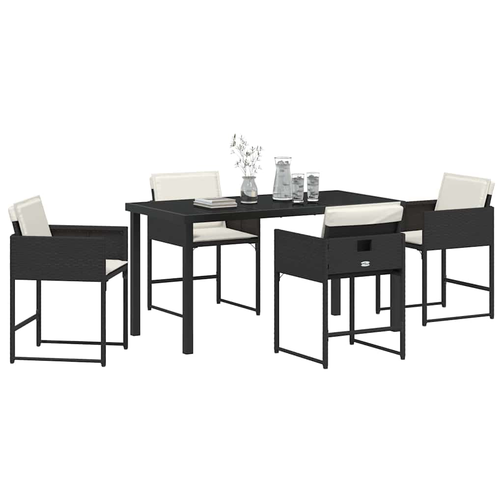 vidaXL Zestaw do jadalni w ogrodzie 5 pcs Czarny polirattan