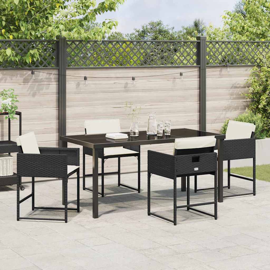 vidaXL Zestaw do jadalni w ogrodzie 5 pcs Czarny polirattan