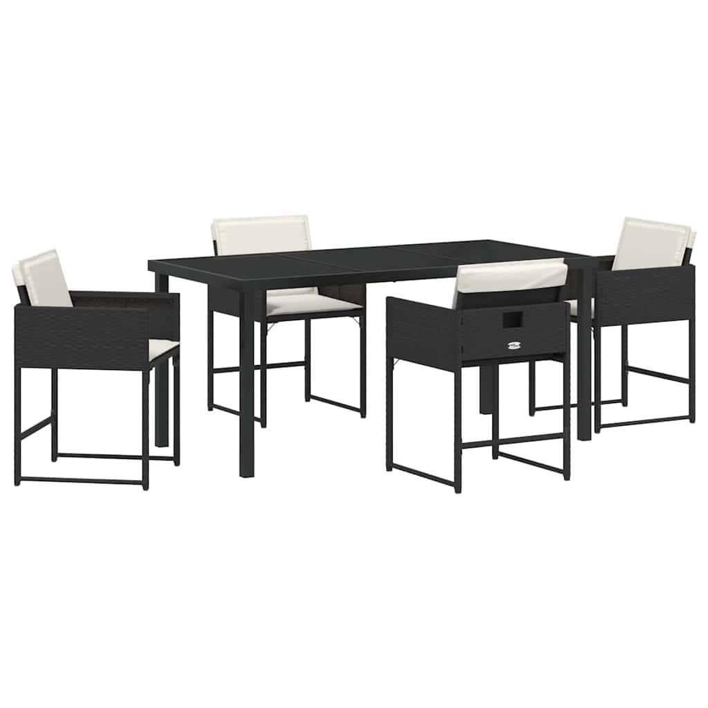 vidaXL Zestaw do jadalni w ogrodzie 5 pcs Czarny polirattan