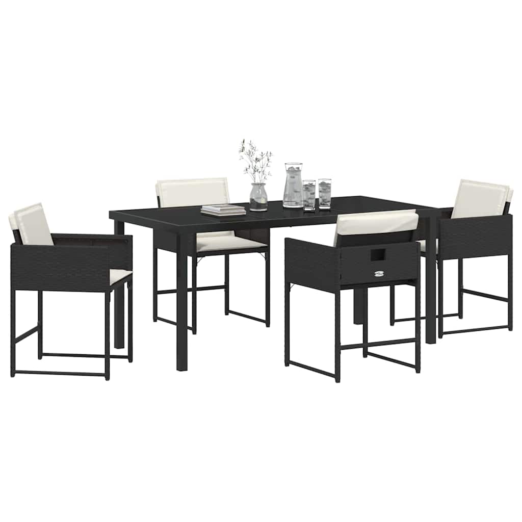 vidaXL Zestaw do jadalni w ogrodzie 5 pcs Czarny polirattan
