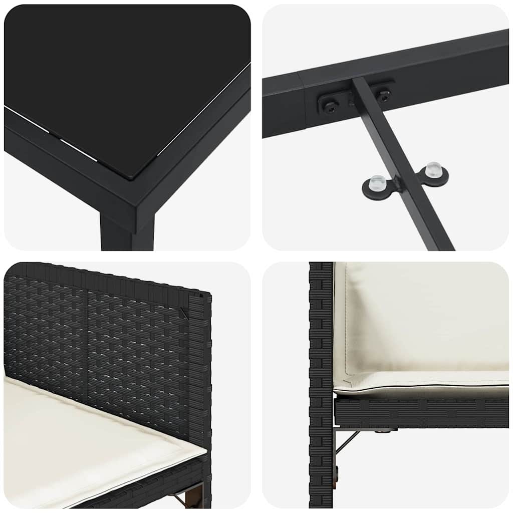 vidaXL Zestaw do jadalni w ogrodzie 9 pcs Czarny polirattan