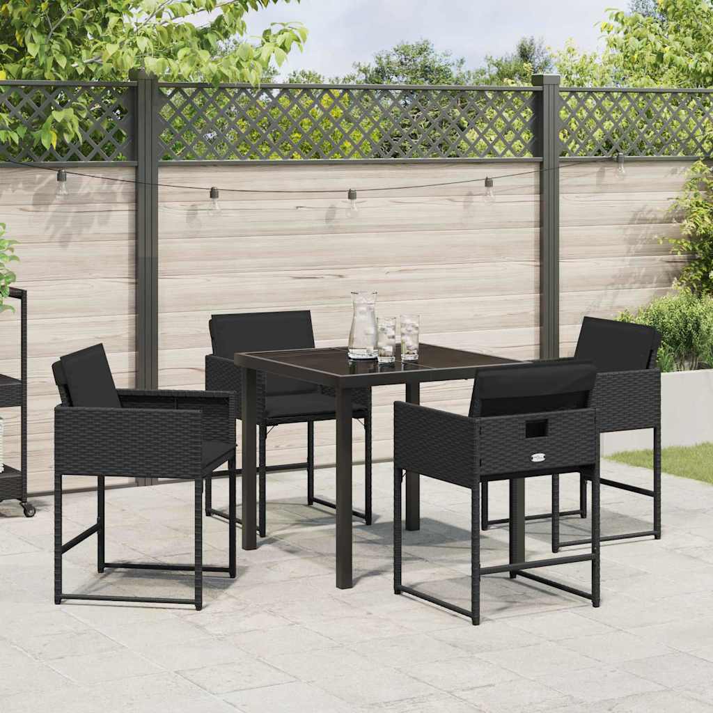 vidaXL Zestaw do jadalni w ogrodzie 5 pcs Czarny polirattan