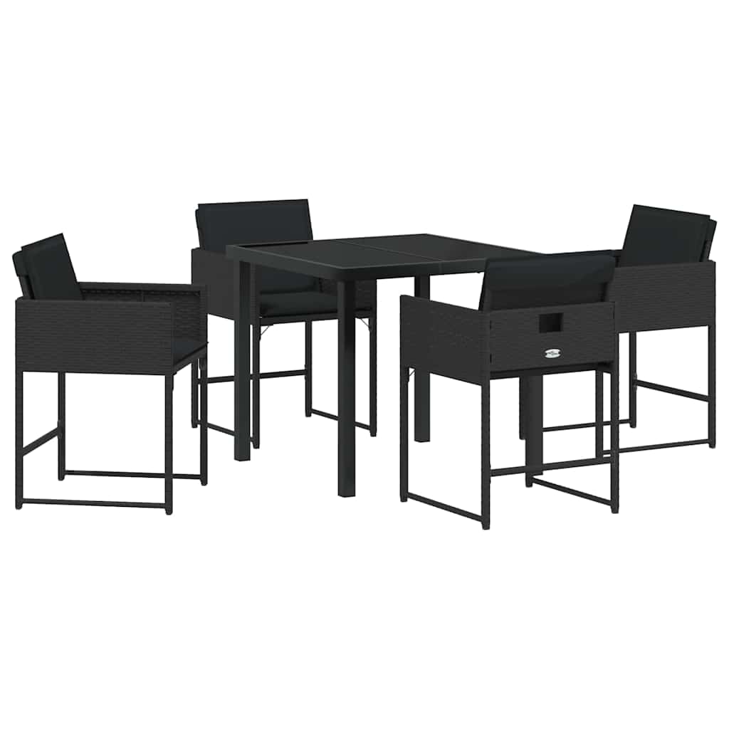 vidaXL Zestaw do jadalni w ogrodzie 5 pcs Czarny polirattan