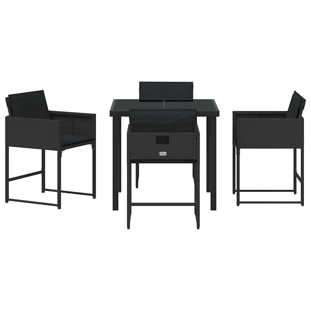 vidaXL Zestaw do jadalni w ogrodzie 5 pcs Czarny polirattan