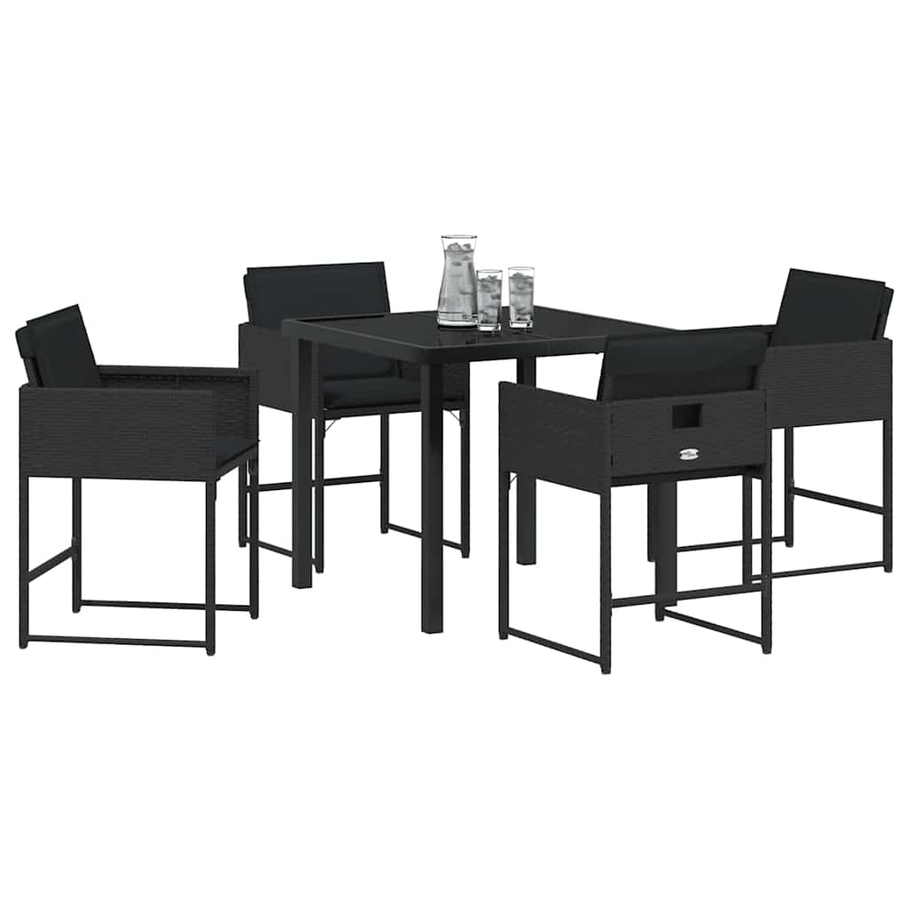 vidaXL Zestaw do jadalni w ogrodzie 5 pcs Czarny polirattan