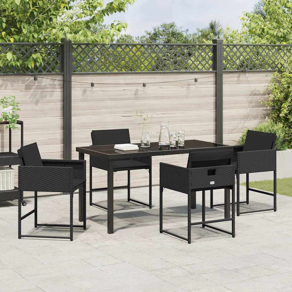 vidaXL Zestaw do jadalni w ogrodzie 5 pcs Czarny polirattan