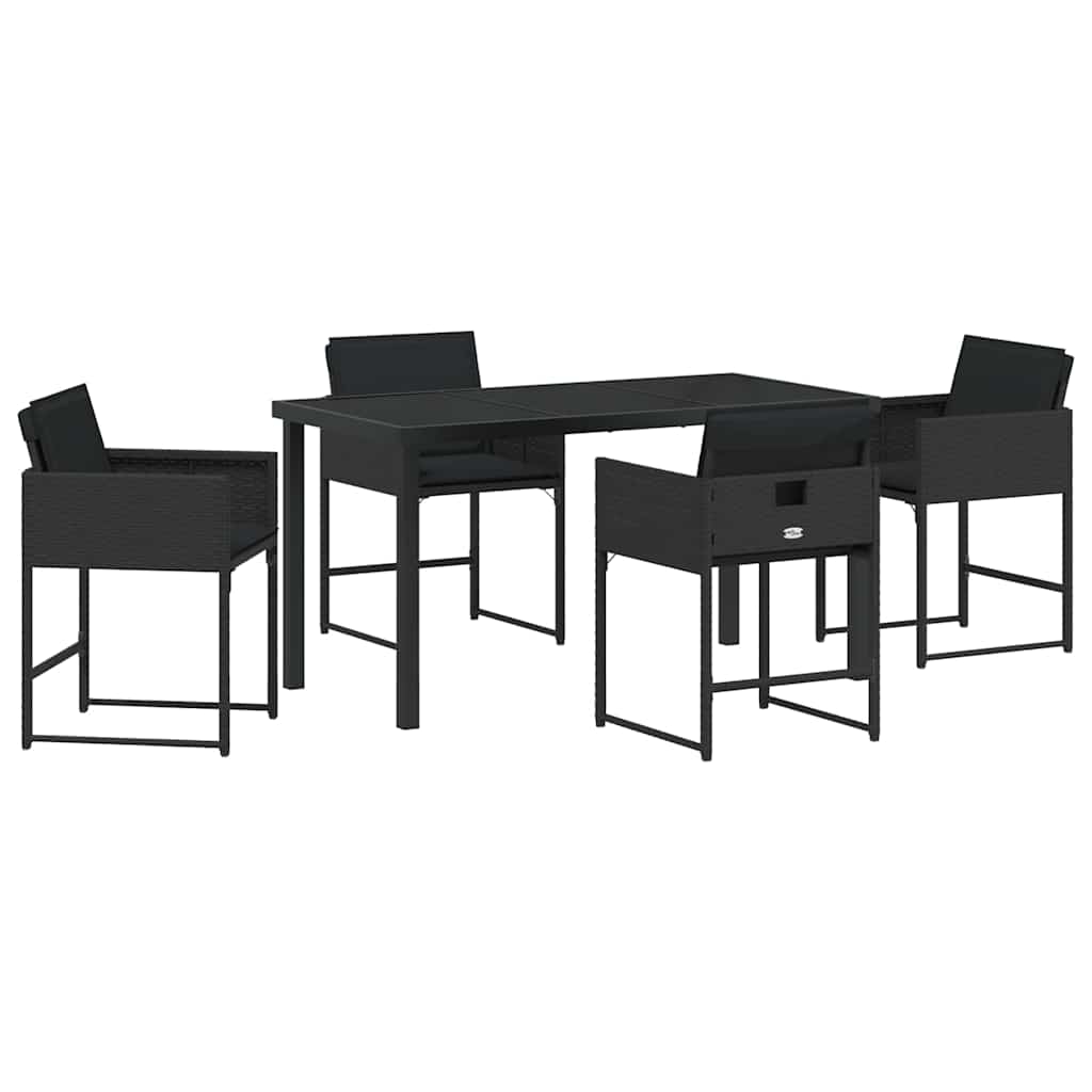 vidaXL Zestaw do jadalni w ogrodzie 5 pcs Czarny polirattan
