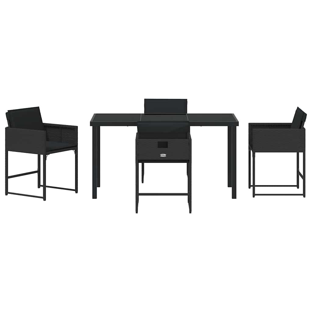 vidaXL Zestaw do jadalni w ogrodzie 5 pcs Czarny polirattan
