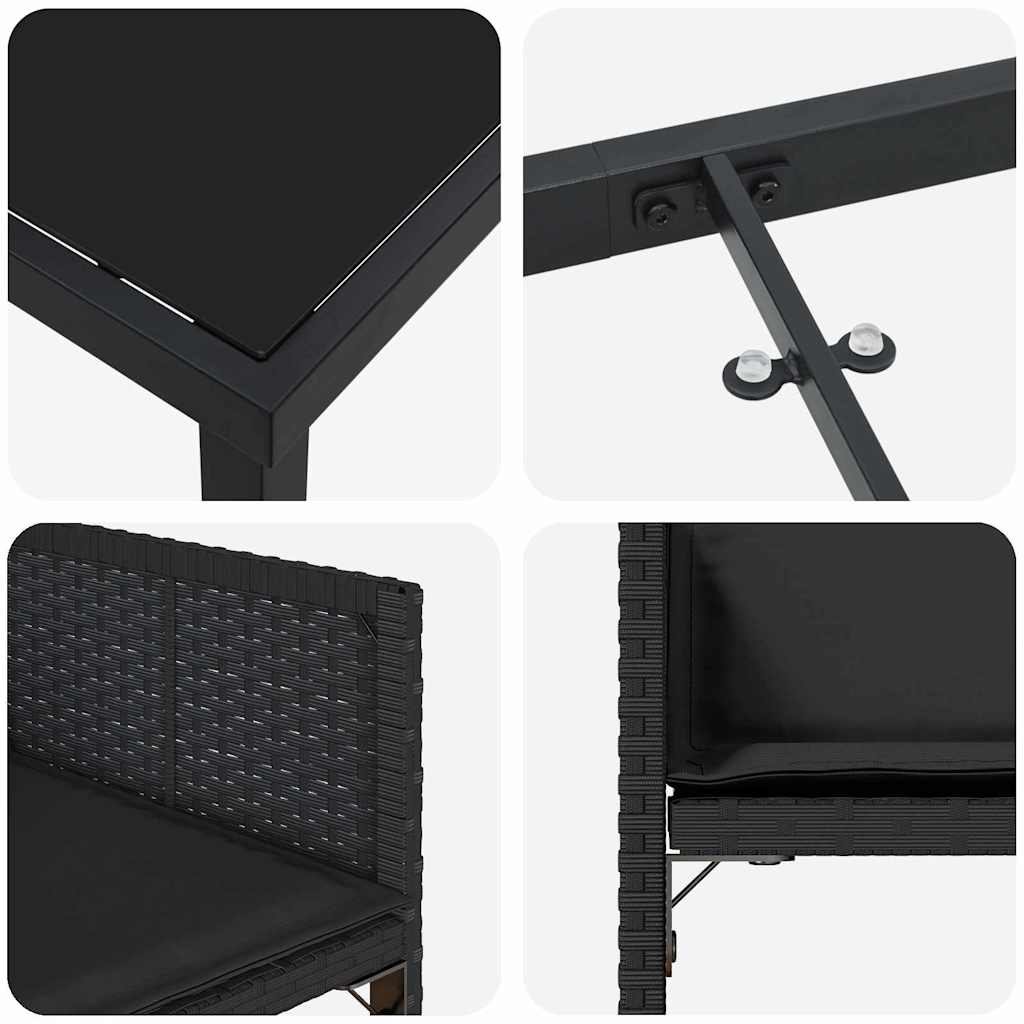 vidaXL Zestaw do jadalni w ogrodzie 5 pcs Czarny polirattan