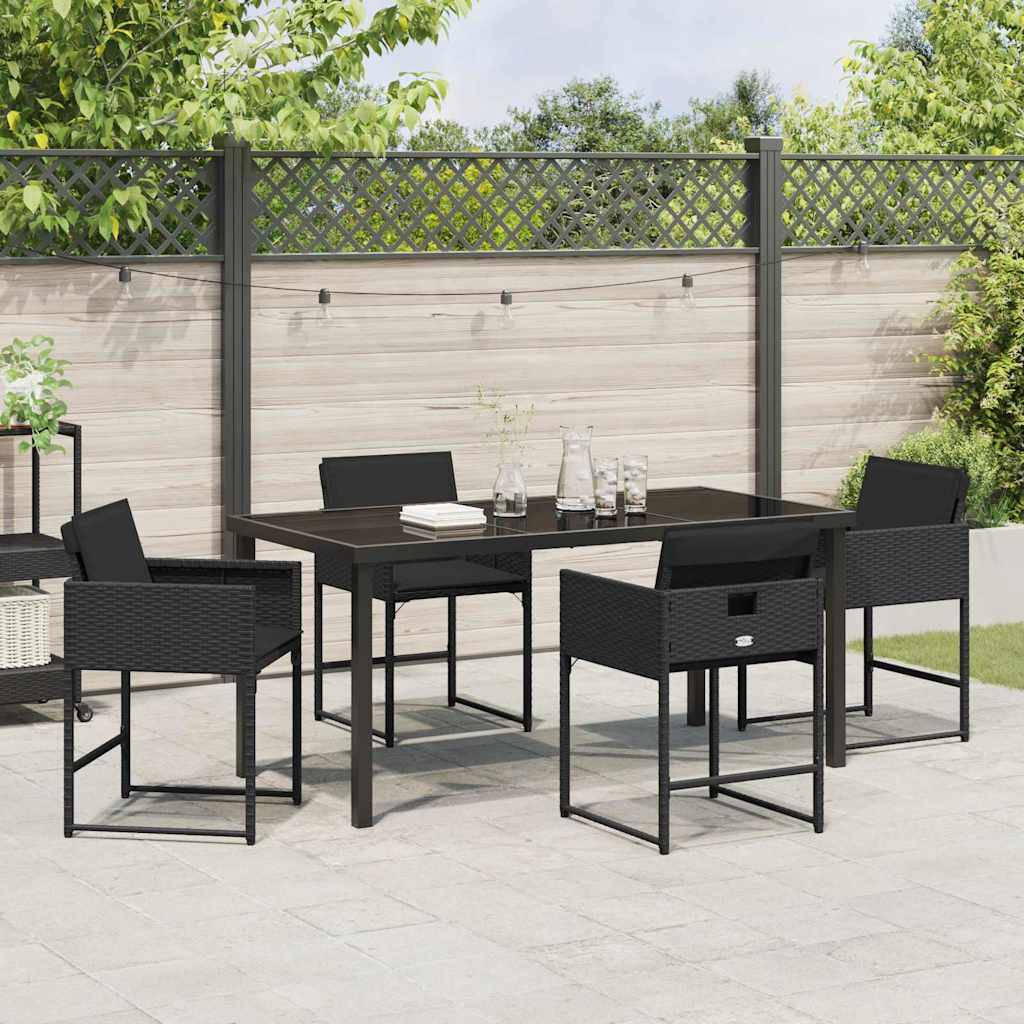 vidaXL Zestaw do jadalni w ogrodzie 5 pcs Czarny polirattan