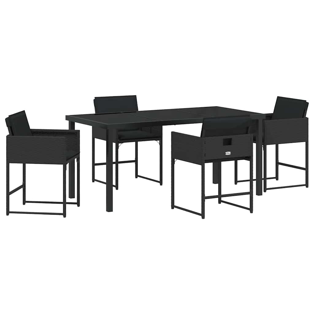 vidaXL Zestaw do jadalni w ogrodzie 5 pcs Czarny polirattan