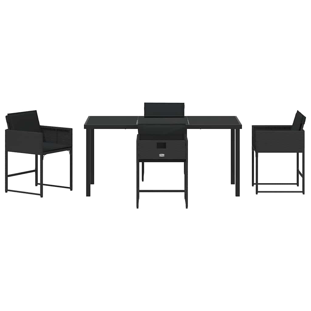 vidaXL Zestaw do jadalni w ogrodzie 5 pcs Czarny polirattan