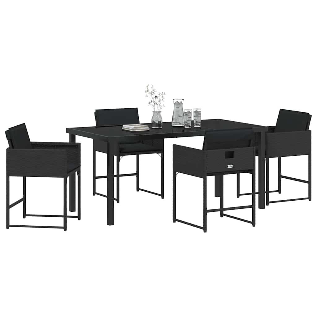 vidaXL Zestaw do jadalni w ogrodzie 5 pcs Czarny polirattan