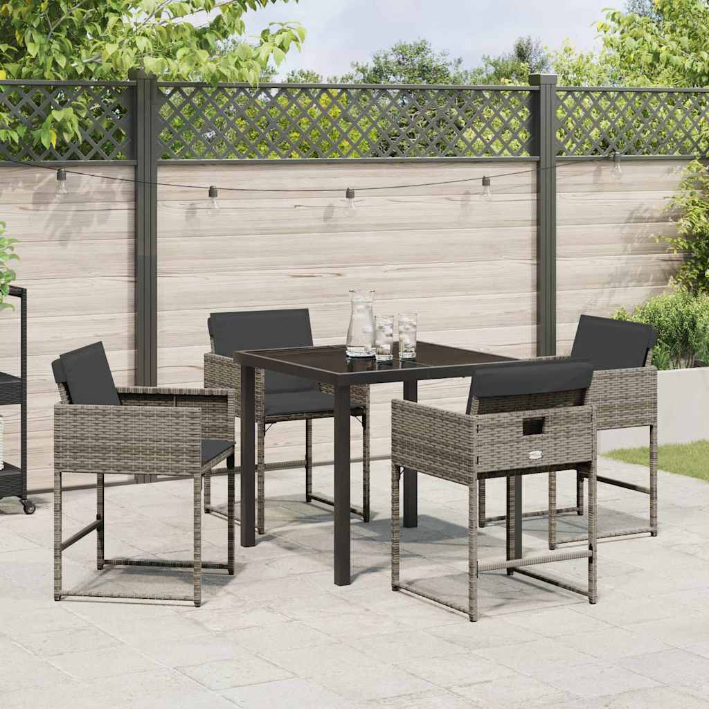 vidaXL Zestaw do jadalni w ogrodzie 5 pcs Szary polirattan