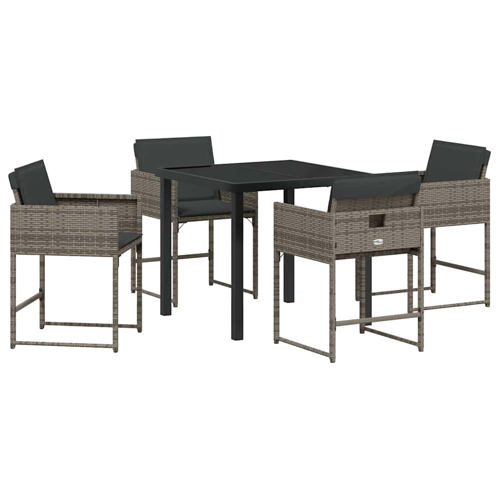 vidaXL Zestaw do jadalni w ogrodzie 5 pcs Szary polirattan
