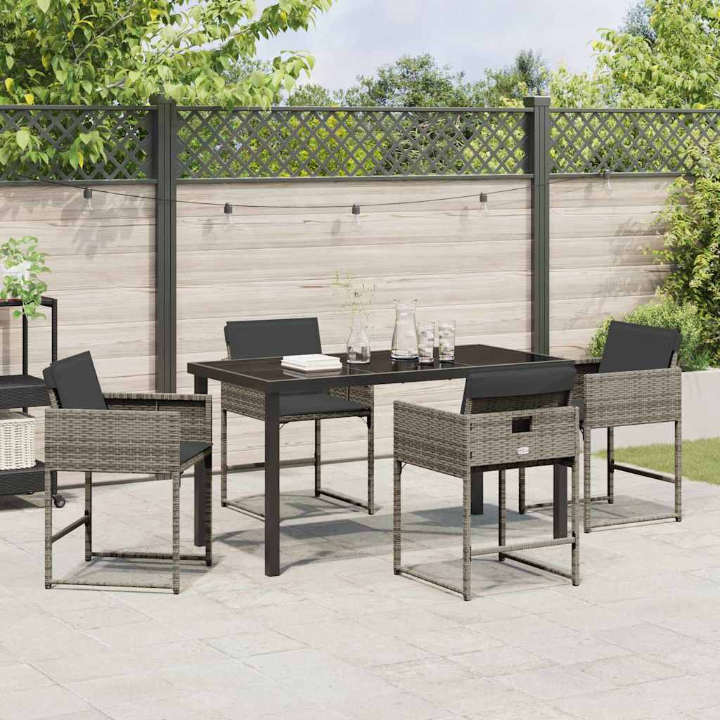 vidaXL Zestaw do jadalni w ogrodzie 5 pcs Szary polirattan