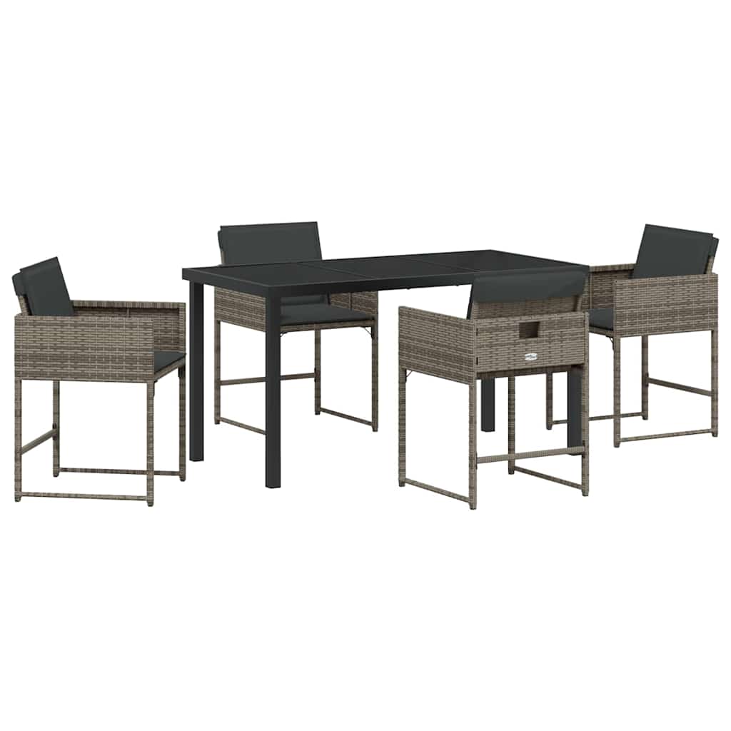 vidaXL Zestaw do jadalni w ogrodzie 5 pcs Szary polirattan