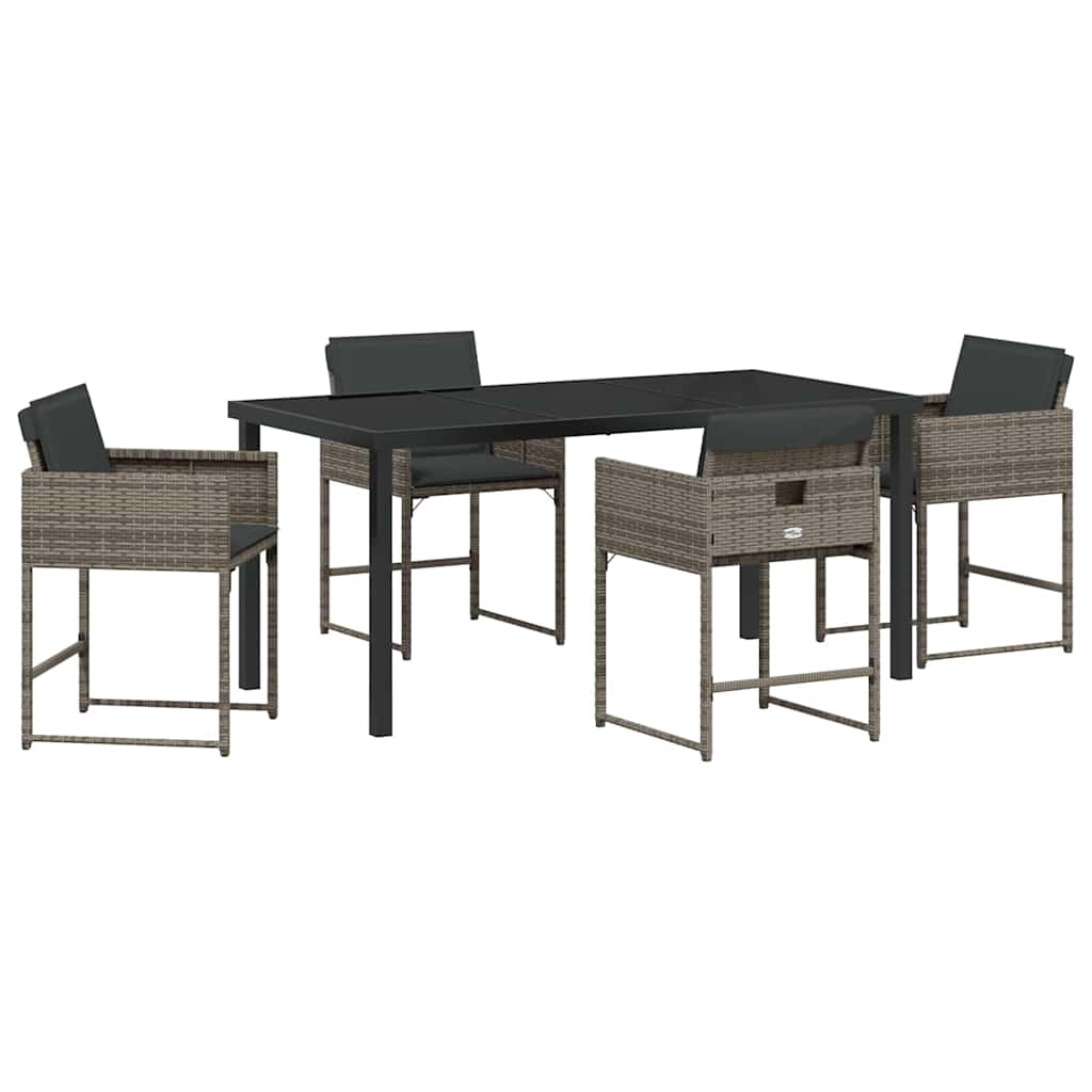 vidaXL Zestaw do jadalni w ogrodzie 5 pcs Szary polirattan