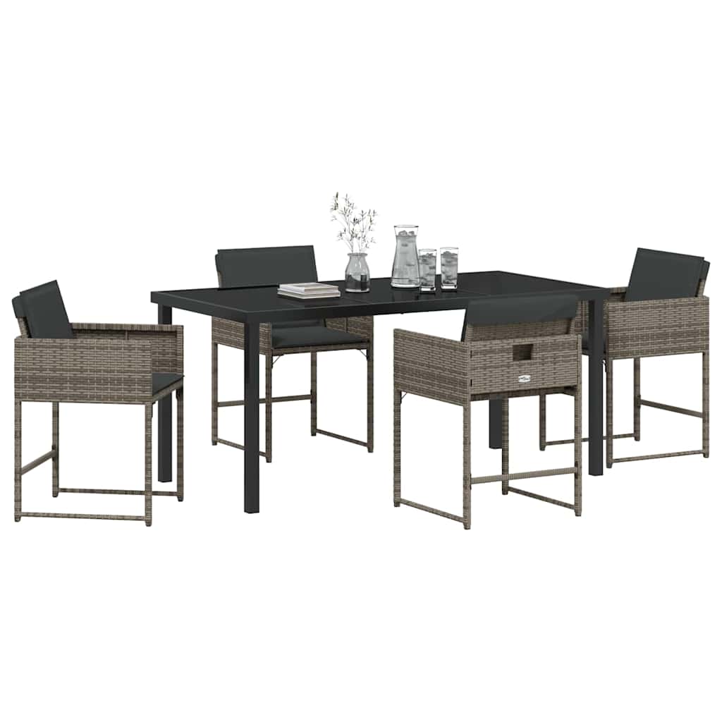 vidaXL Zestaw do jadalni w ogrodzie 5 pcs Szary polirattan