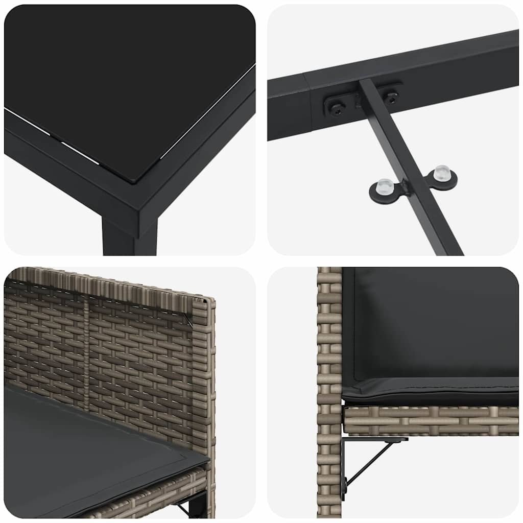 vidaXL Zestaw do jadalni w ogrodzie 9 pcs Szary polirattan