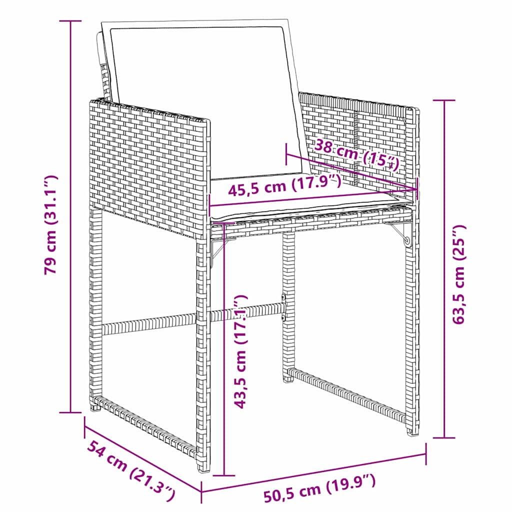 vidaXL Zestaw do jadalni w ogrodzie 9 pcs Szary polirattan